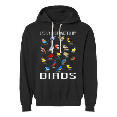 Easily Distracted By Birds Birdwatching Lover Birdwatcher Garment-Dyed Fleece Hoodie