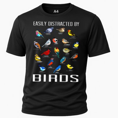 Easily Distracted By Birds Birdwatching Lover Birdwatcher Cooling Performance Crew T-Shirt