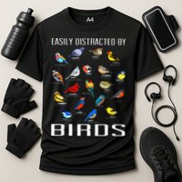Easily Distracted By Birds Birdwatching Lover Birdwatcher Performance Shirt