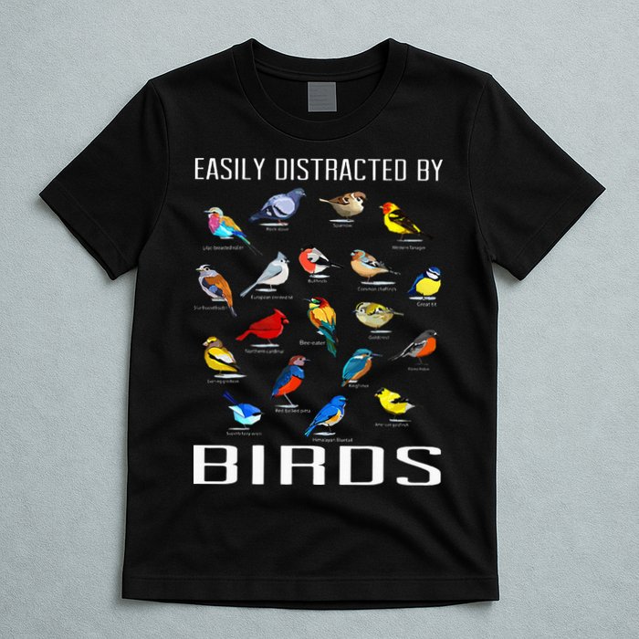 Easily Distracted By Birds Birdwatching Lover Birdwatcher T-Shirt