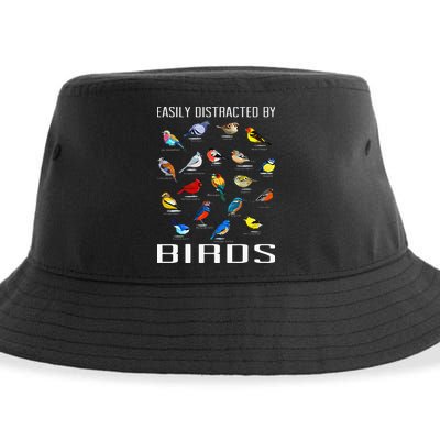 Easily Distracted By Birds Birdwatching Lover Birdwatcher Sustainable Bucket Hat