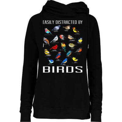 Easily Distracted By Birds Birdwatching Lover Birdwatcher Womens Funnel Neck Pullover Hood