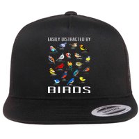 Easily Distracted By Birds Birdwatching Lover Birdwatcher Flat Bill Trucker Hat