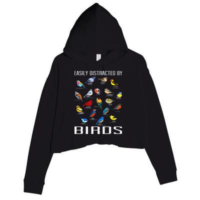 Easily Distracted By Birds Birdwatching Lover Birdwatcher Crop Fleece Hoodie