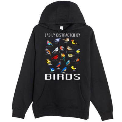 Easily Distracted By Birds Birdwatching Lover Birdwatcher Premium Pullover Hoodie