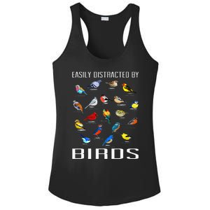 Easily Distracted By Birds Birdwatching Lover Birdwatcher Ladies PosiCharge Competitor Racerback Tank