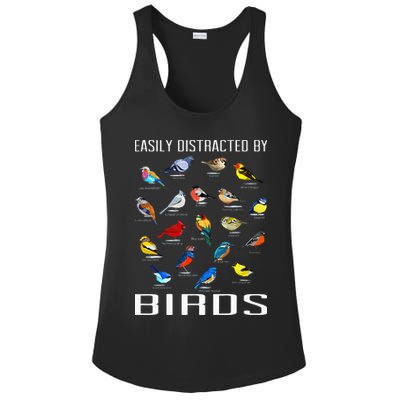 Easily Distracted By Birds Birdwatching Lover Birdwatcher Ladies PosiCharge Competitor Racerback Tank