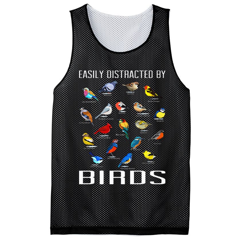 Easily Distracted By Birds Birdwatching Lover Birdwatcher Mesh Reversible Basketball Jersey Tank