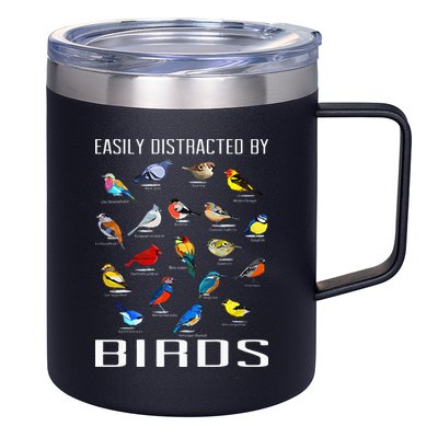 Easily Distracted By Birds Birdwatching Lover Birdwatcher 12oz Stainless Steel Coffee Mug