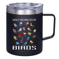Easily Distracted By Birds Birdwatching Lover Birdwatcher 12oz Stainless Steel Coffee Mug