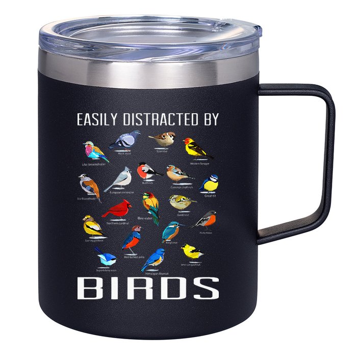 Easily Distracted By Birds Birdwatching Lover Birdwatcher 12oz Stainless Steel Coffee Mug