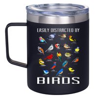 Easily Distracted By Birds Birdwatching Lover Birdwatcher 12oz Stainless Steel Coffee Mug