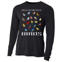 Easily Distracted By Birds Birdwatching Lover Birdwatcher Cooling Performance Long Sleeve Crew