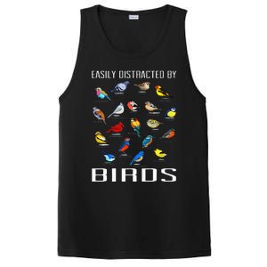 Easily Distracted By Birds Birdwatching Lover Birdwatcher PosiCharge Competitor Tank