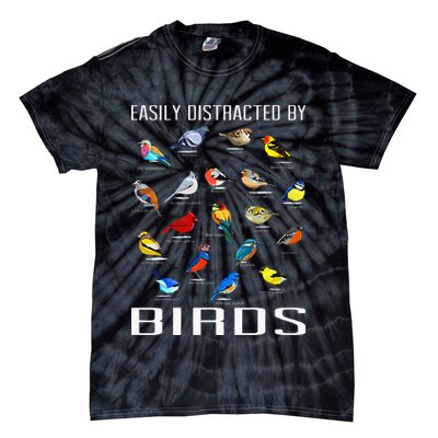 Easily Distracted By Birds Birdwatching Lover Birdwatcher Tie-Dye T-Shirt