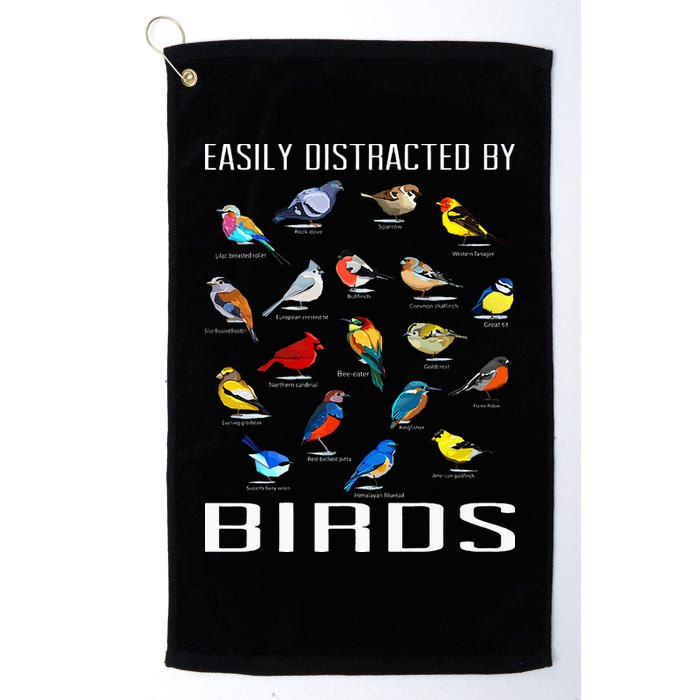 Easily Distracted By Birds Birdwatching Lover Birdwatcher Golf Towel