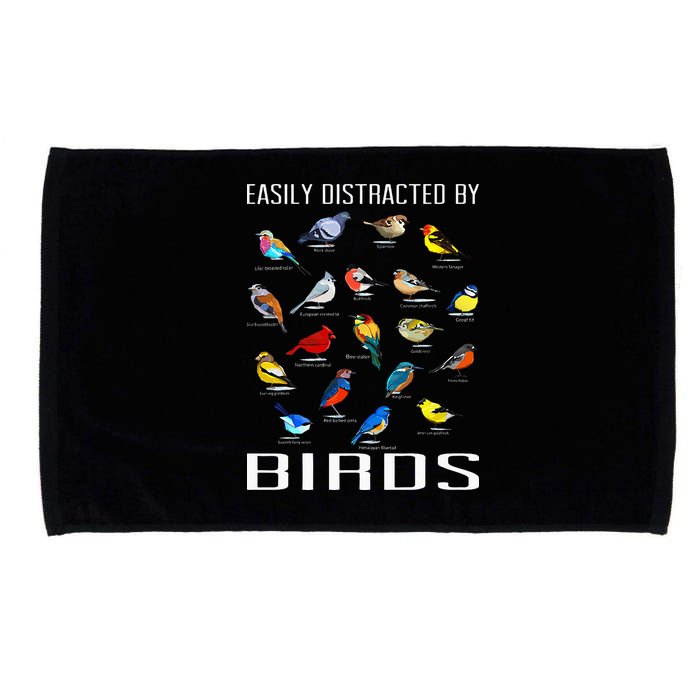 Easily Distracted By Birds Birdwatching Lover Birdwatcher Microfiber Hand Towel