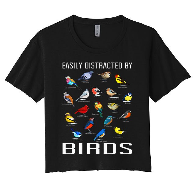 Easily Distracted By Birds Birdwatching Lover Birdwatcher Crop Top