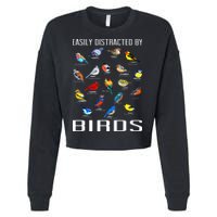 Easily Distracted By Birds Birdwatching Lover Birdwatcher Cropped Pullover Crew