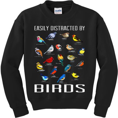 Easily Distracted By Birds Birdwatching Lover Birdwatcher Kids Sweatshirt