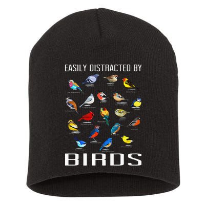 Easily Distracted By Birds Birdwatching Lover Birdwatcher Short Acrylic Beanie