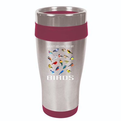 Easily Distracted By Birds Birdwatching Lover Birdwatcher 16oz Travel Tumbler