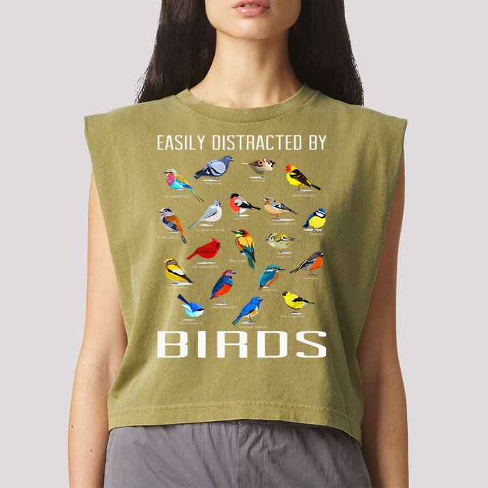 Easily Distracted By Birds Birdwatching Lover Birdwatcher Garment-Dyed Women's Muscle Tee