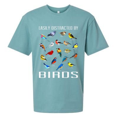 Easily Distracted By Birds Birdwatching Lover Birdwatcher Sueded Cloud Jersey T-Shirt
