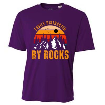 Easily Distracted By Rocks Vintage Funny Rocks Cooling Performance Crew T-Shirt