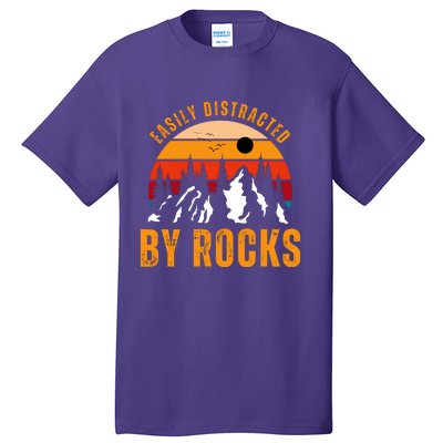 Easily Distracted By Rocks Vintage Funny Rocks Tall T-Shirt