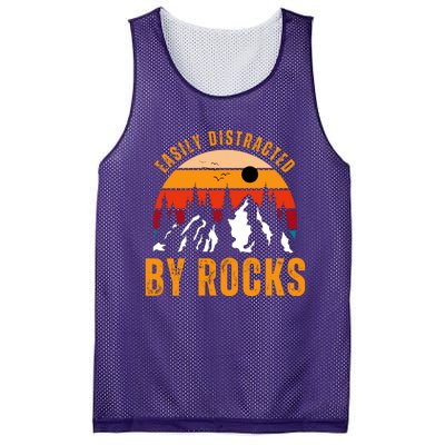 Easily Distracted By Rocks Vintage Funny Rocks Mesh Reversible Basketball Jersey Tank