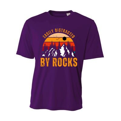 Easily Distracted By Rocks Vintage Funny Rocks Performance Sprint T-Shirt