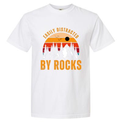 Easily Distracted By Rocks Vintage Funny Rocks Garment-Dyed Heavyweight T-Shirt