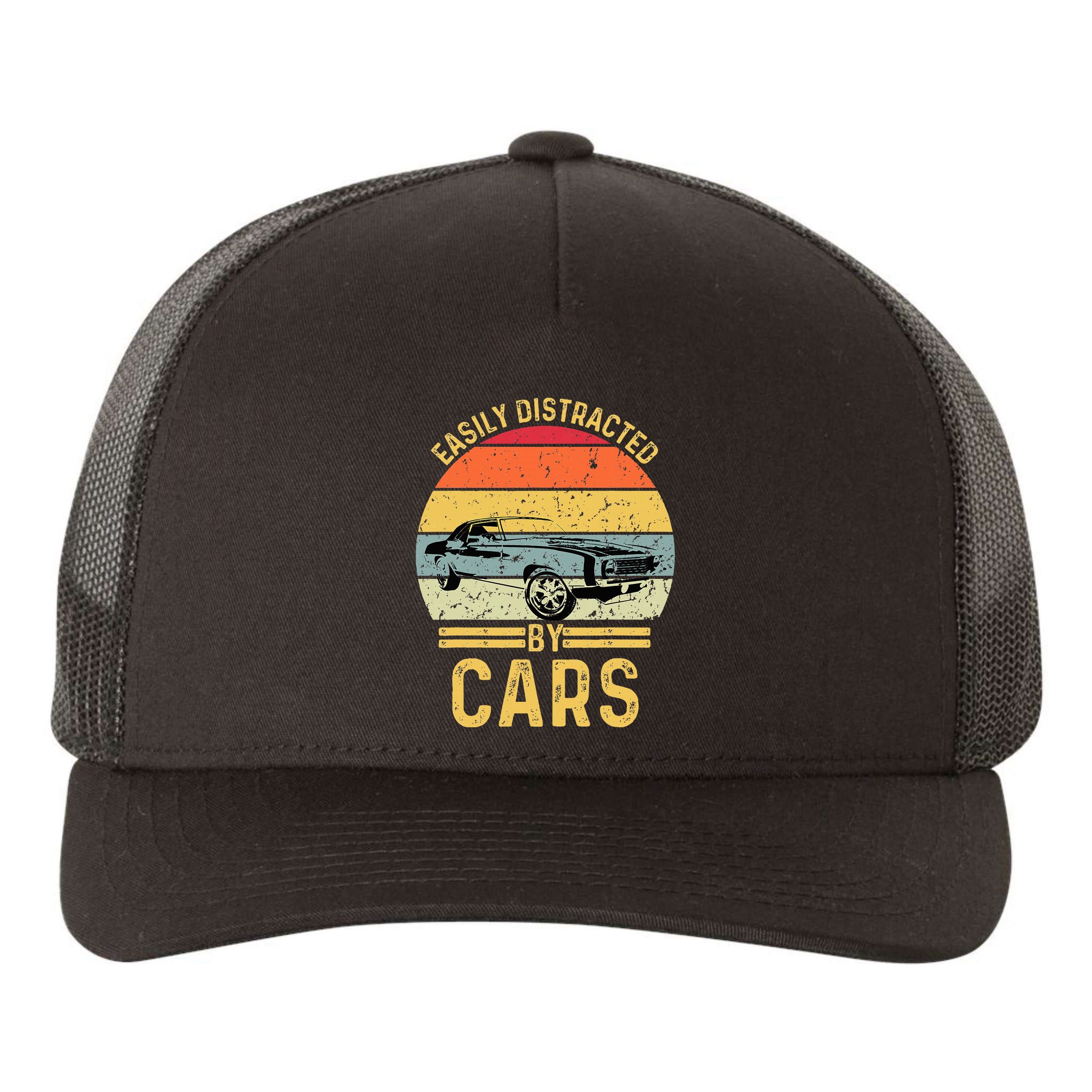 Easily Distracted By Cars Automobile Car Lover Yupoong Adult 5-Panel Trucker Hat
