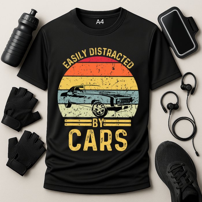 Easily Distracted By Cars Automobile Car Lover Cooling Performance Crew T-Shirt