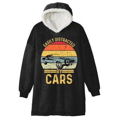 Easily Distracted By Cars Automobile Car Lover Hooded Wearable Blanket