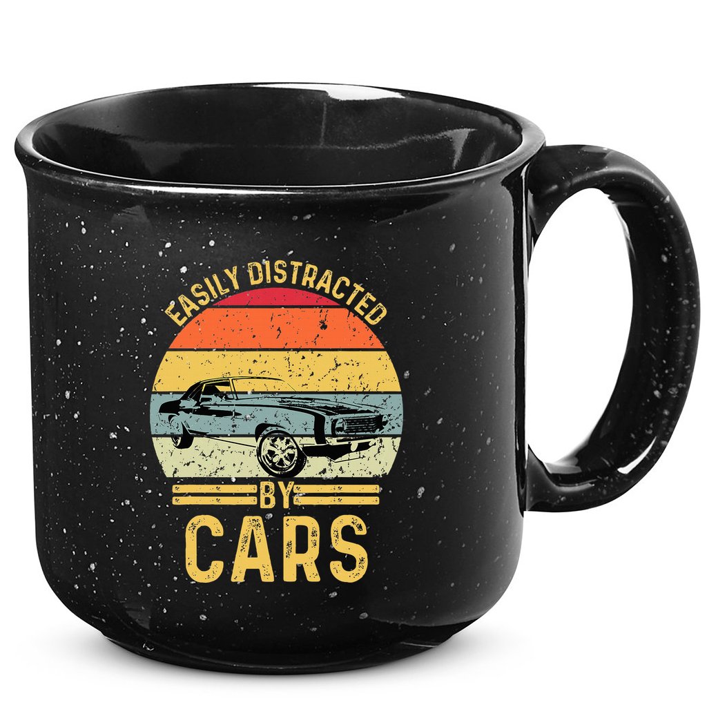 Easily Distracted By Cars Automobile Car Lover 15oz Campfire Ceramic Mug