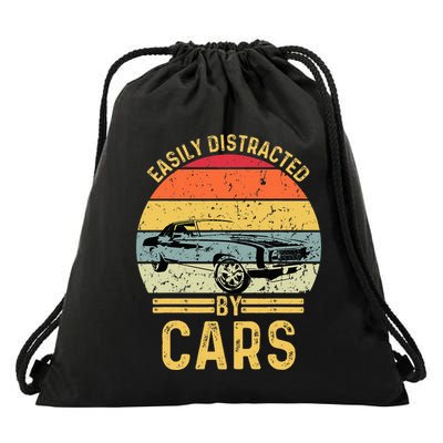 Easily Distracted By Cars Automobile Car Lover Drawstring Bag