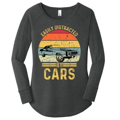 Easily Distracted By Cars Automobile Car Lover Women's Perfect Tri Tunic Long Sleeve Shirt