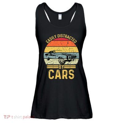 Easily Distracted By Cars Automobile Car Lover Ladies Essential Flowy Tank