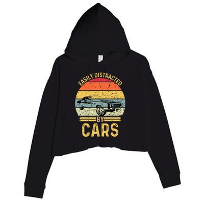 Easily Distracted By Cars Automobile Car Lover Crop Fleece Hoodie