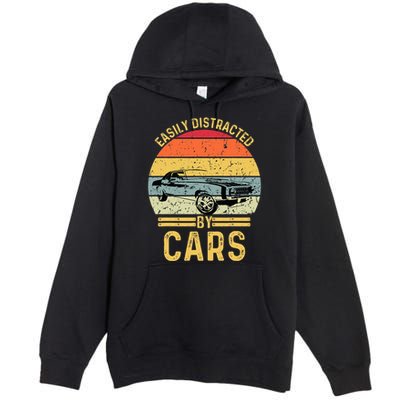 Easily Distracted By Cars Automobile Car Lover Premium Pullover Hoodie