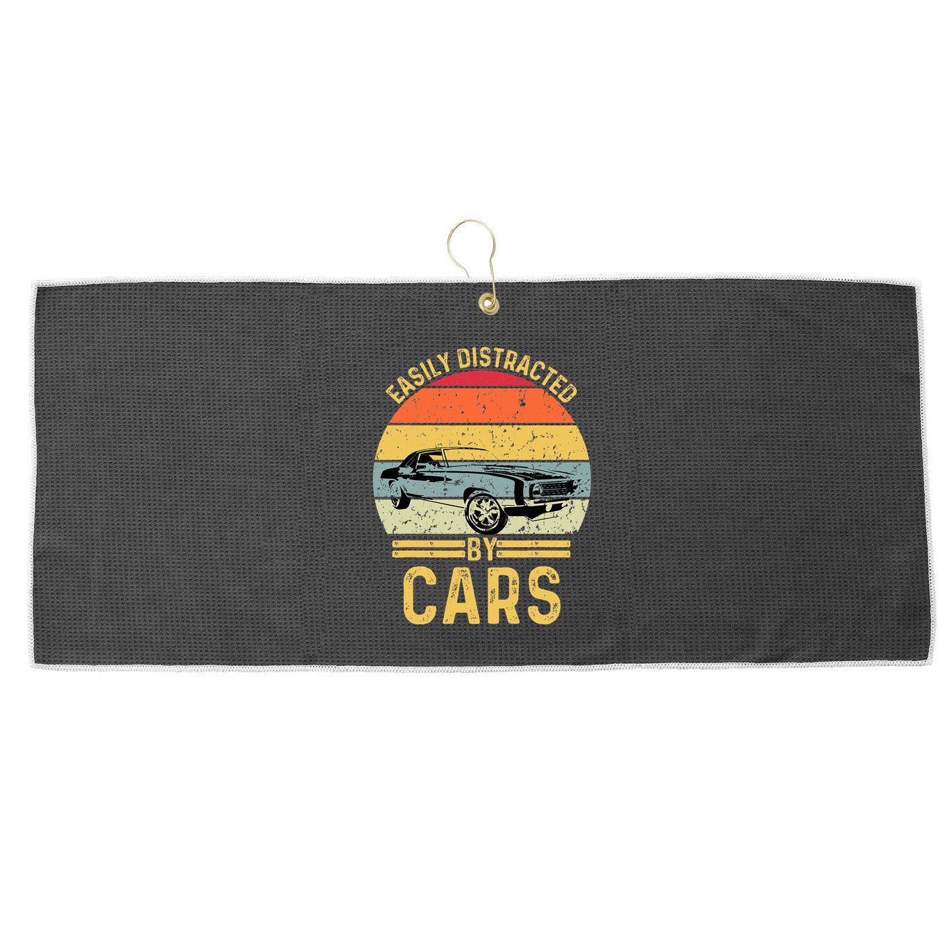 Easily Distracted By Cars Automobile Car Lover Large Microfiber Waffle Golf Towel