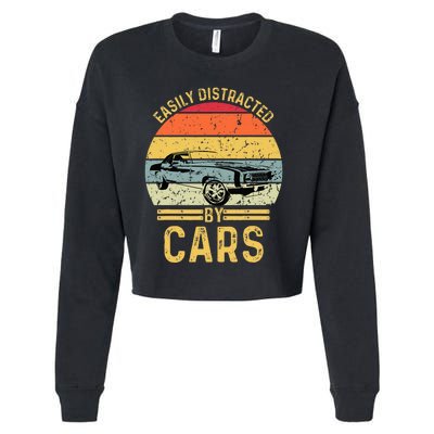 Easily Distracted By Cars Automobile Car Lover Cropped Pullover Crew