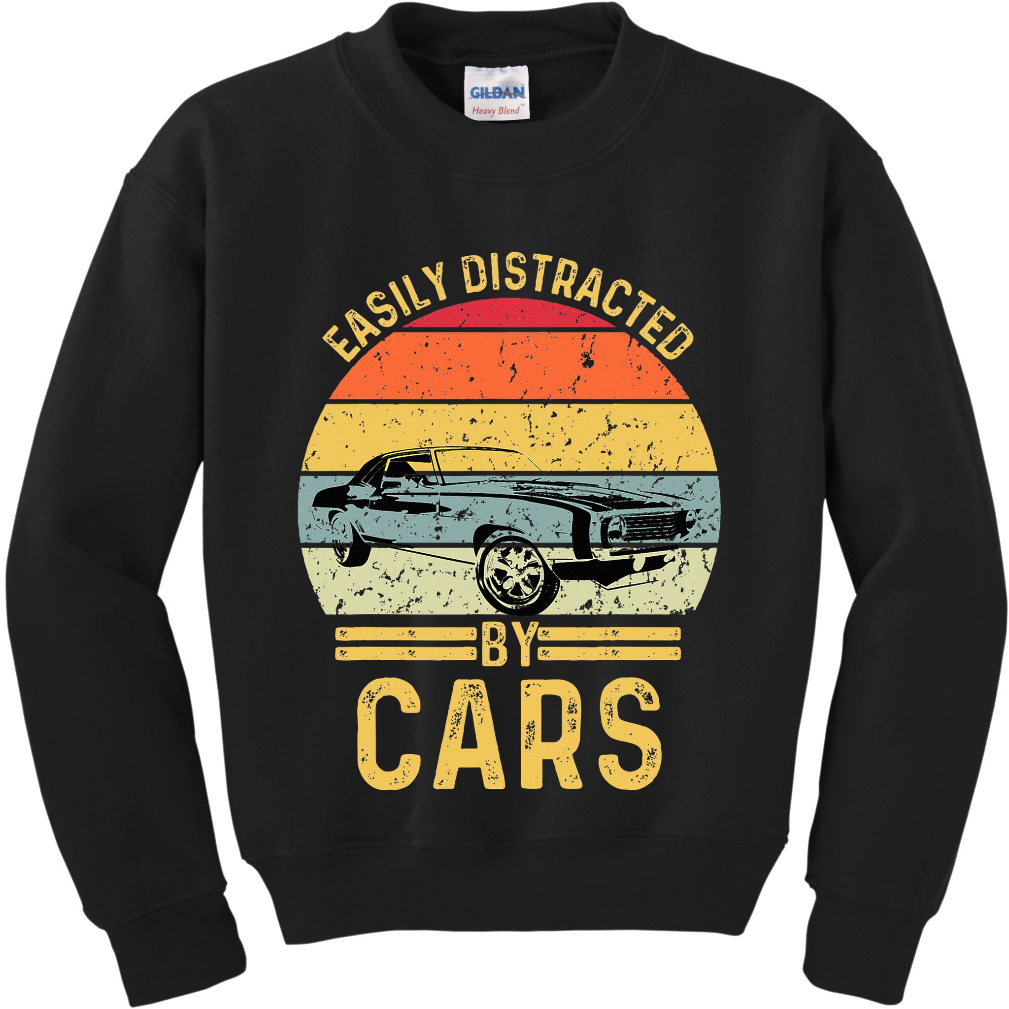 Easily Distracted By Cars Automobile Car Lover Kids Sweatshirt