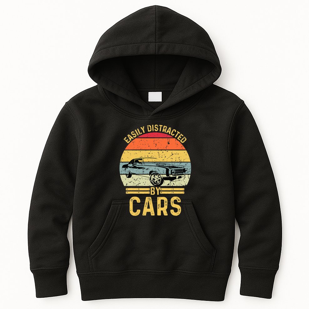 Easily Distracted By Cars Automobile Car Lover Kids Hoodie