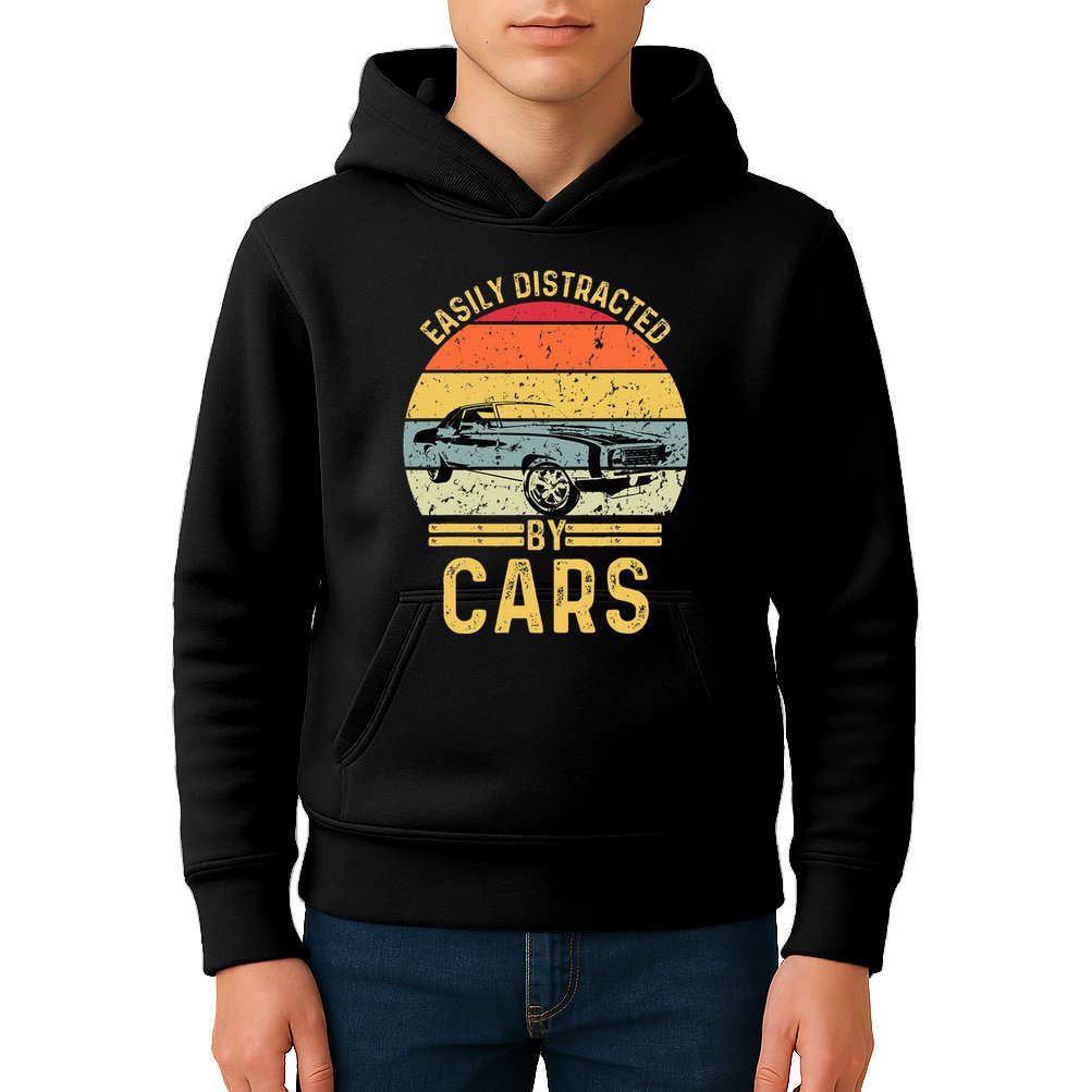 Easily Distracted By Cars Automobile Car Lover Kids Hoodie