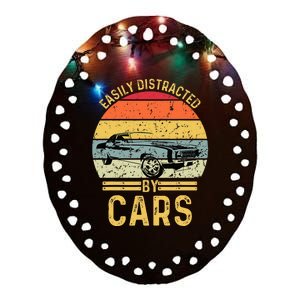 Easily Distracted By Cars Automobile Car Lover Ceramic Oval Ornament