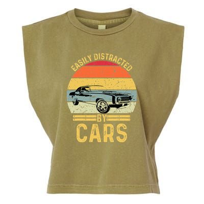 Easily Distracted By Cars Automobile Car Lover Garment-Dyed Women's Muscle Tee