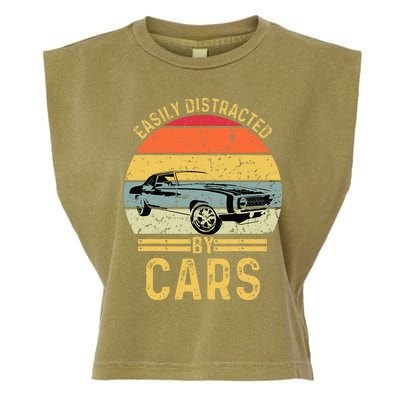 Easily Distracted By Cars Automobile Car Lover Garment-Dyed Women's Muscle Tee